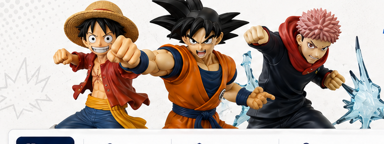 Figuras referenciales de Luffy, Goku y Yuji